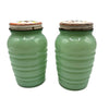 Vintage Pair of Fireking Jadite Tulip Lid Salt & Pepper Shakers