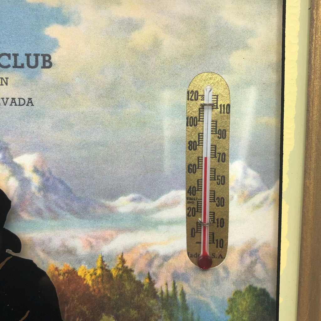 Vintage Pioneer Club Las Vegas Silhouette Picture W/ Thermometer & Calendar