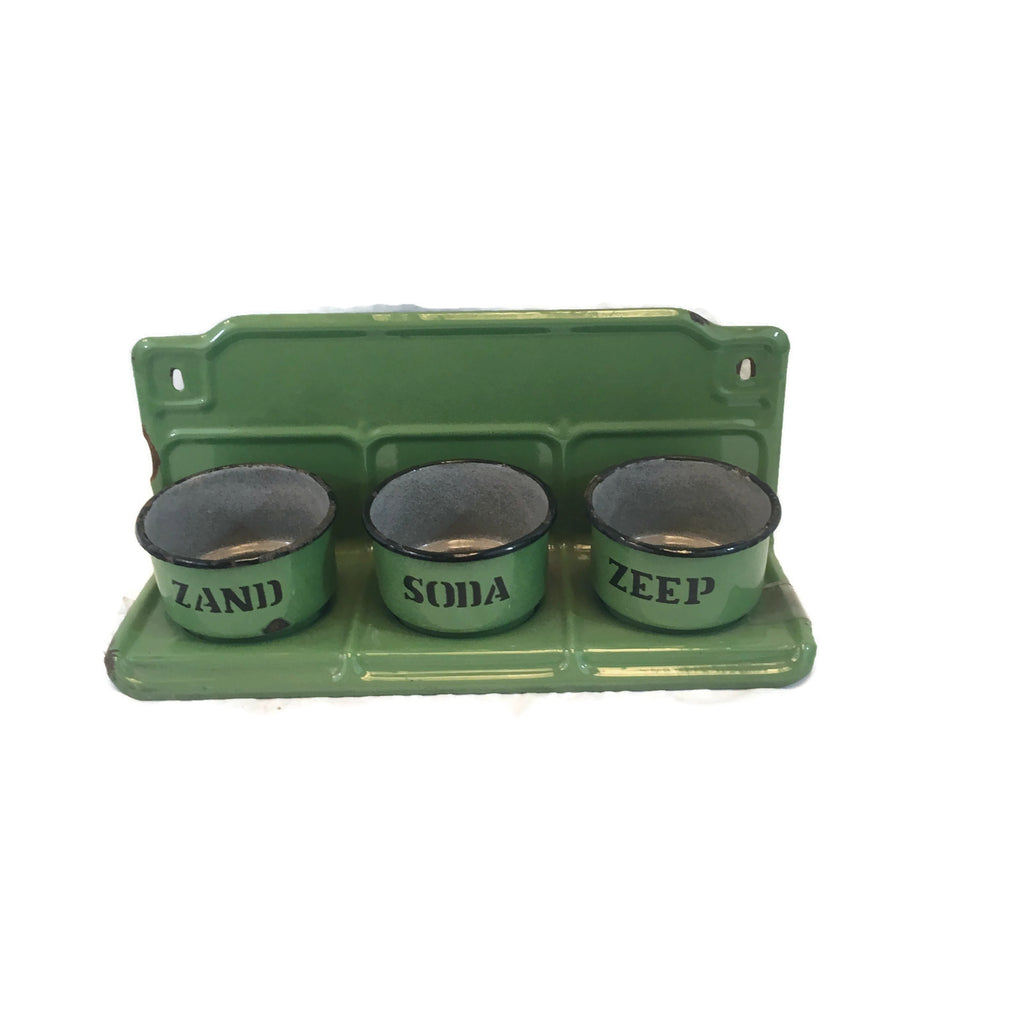 Vintage Dutch Green Enamel Laundry Rack (Sand, Soap, Soda)