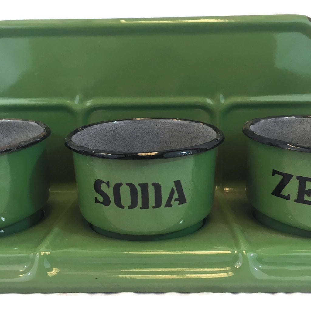 Vintage Dutch Green Enamel Laundry Rack (Sand, Soap, Soda)