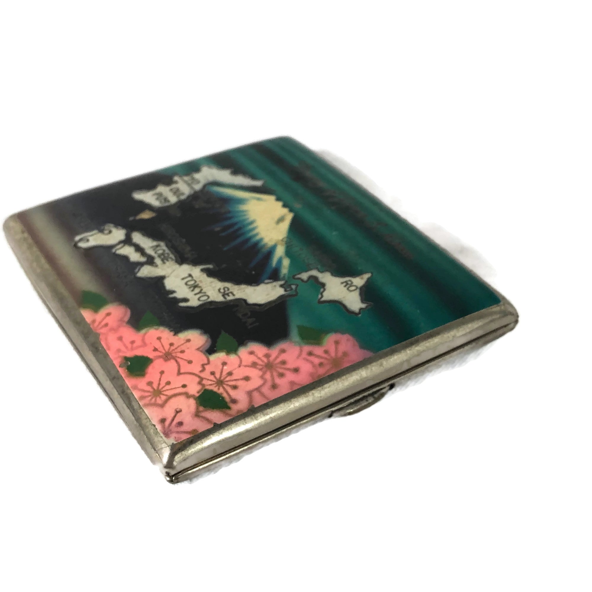 1950’s Painted Japan & Korea Cigarette Case With Cherry Blossoms