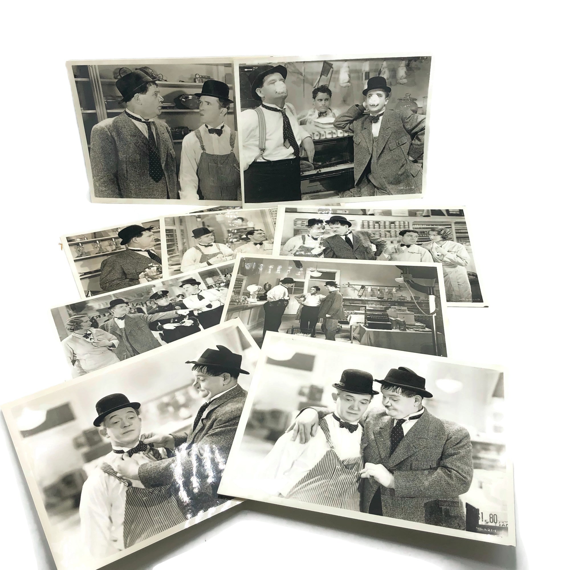 Vintage New Mint Condition Laurel & Hardy Stills From Tit For Tat