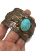 Vintage Copper Old Pawn Style Turquoise Cuff Bracelet