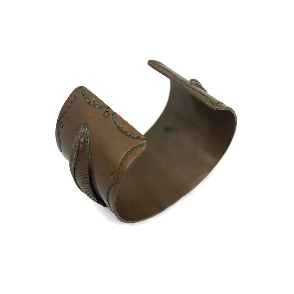 Vintage Copper Old Pawn Style Turquoise Cuff Bracelet