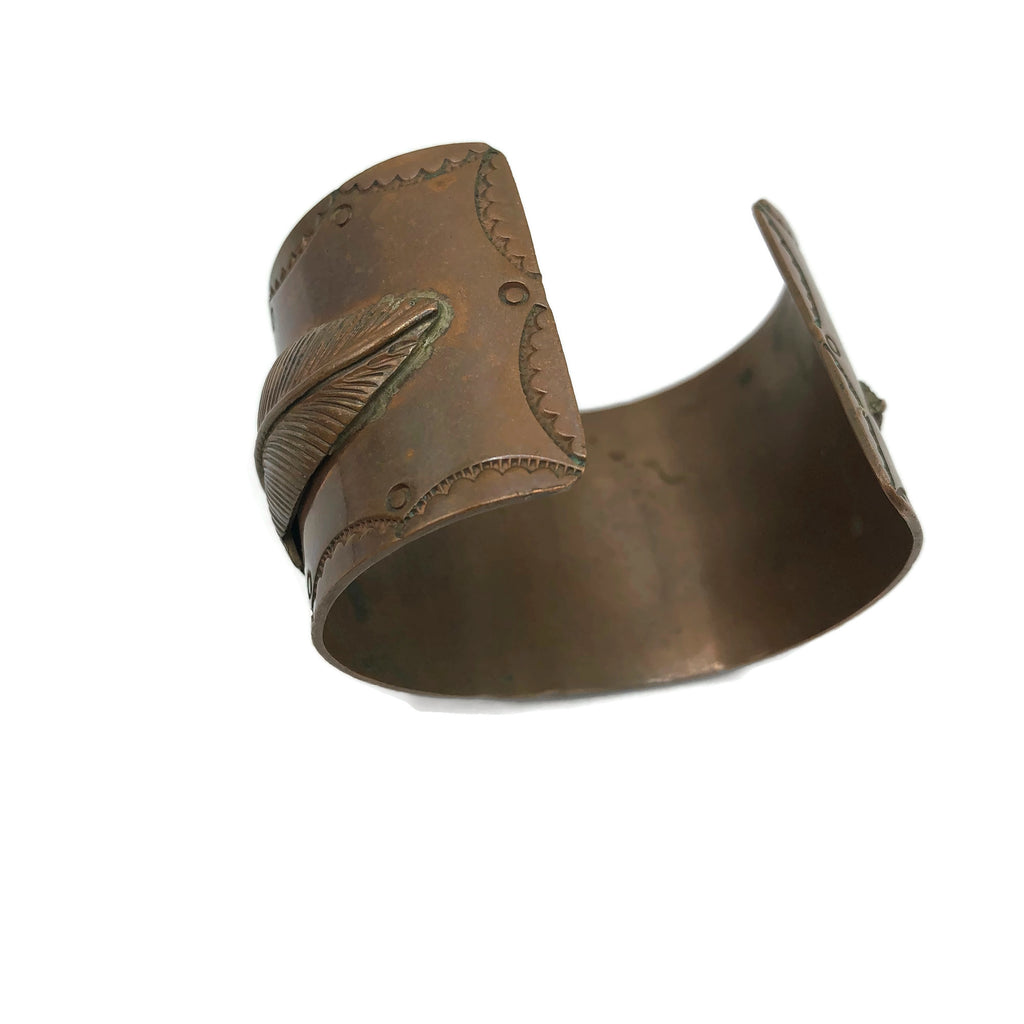 Vintage Copper Old Pawn Style Turquoise Cuff Bracelet