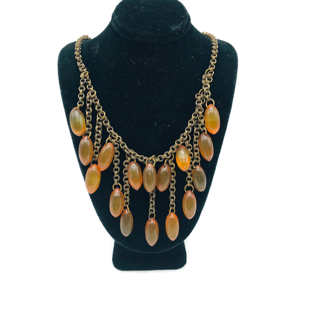 Vintage Apple Juice Bakelite Fringe Necklace
