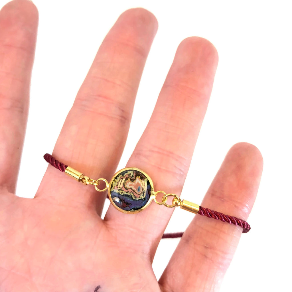 Rebel Nell Graffiti Art Metal Accent Cord Bracelet