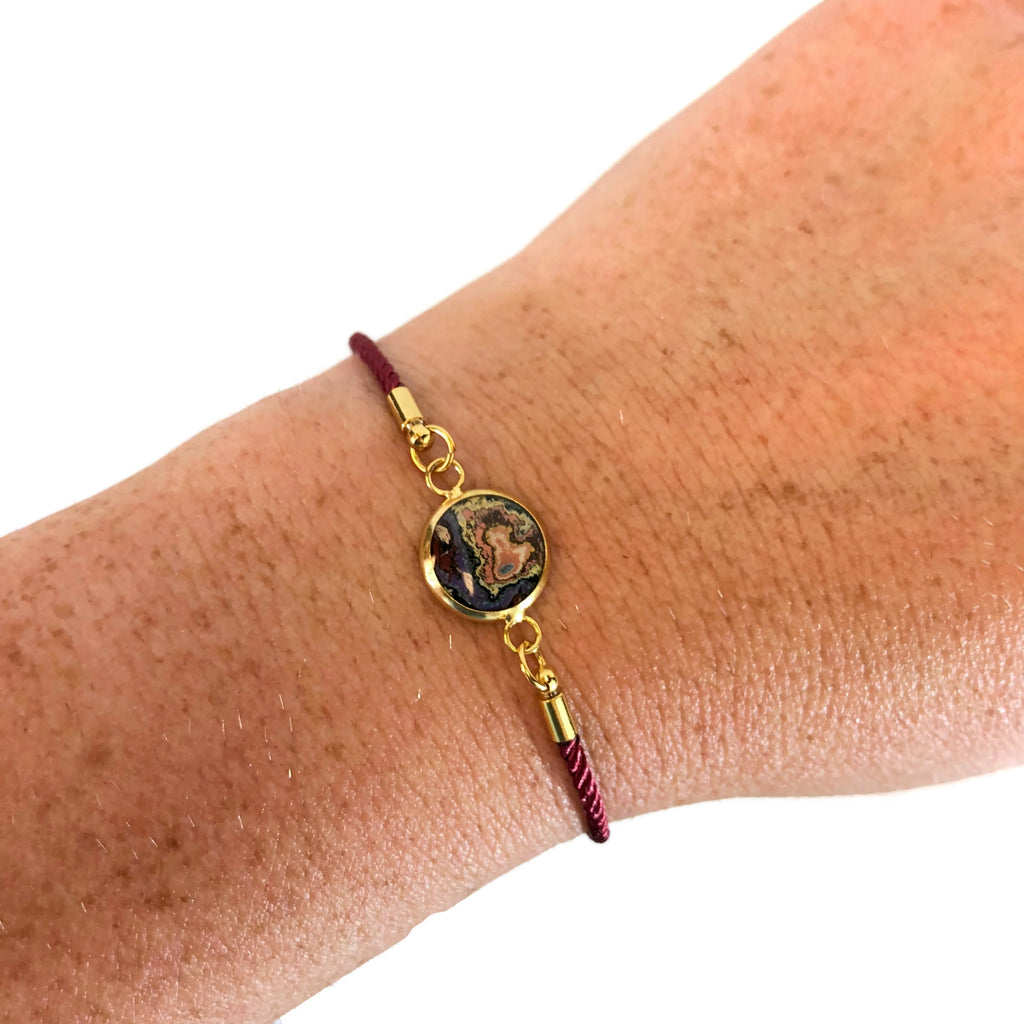 Rebel Nell Graffiti Art Metal Accent Cord Bracelet