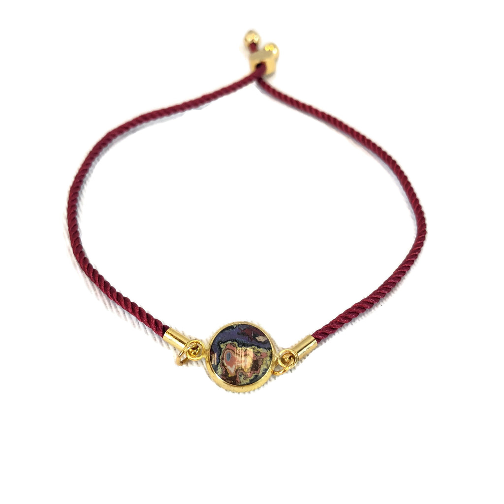 Rebel Nell Graffiti Art Metal Accent Cord Bracelet