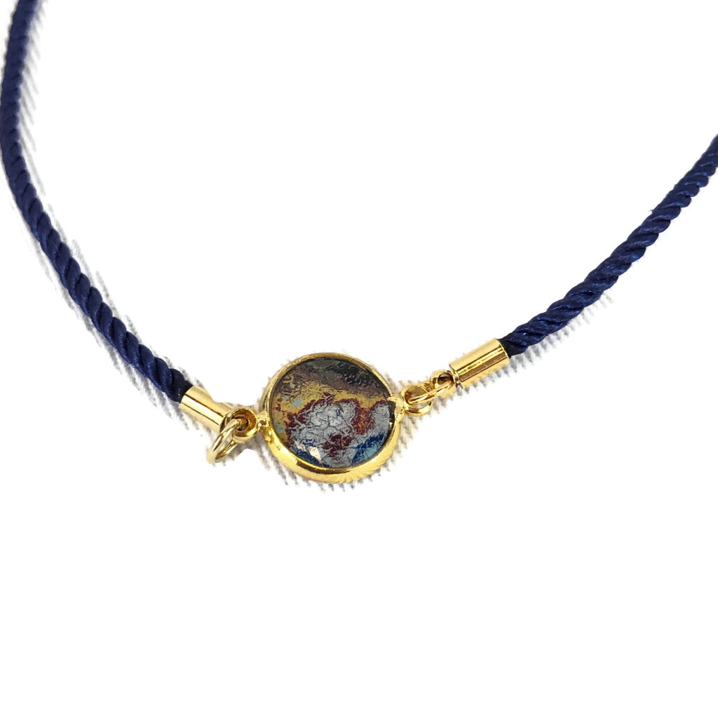 Rebel Nell Graffiti Art Metal Accent Cord Bracelet