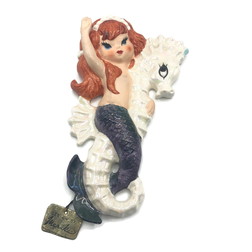 Vintage Set of 2 Lefton Merika Designed Mermaid Wall Plaques