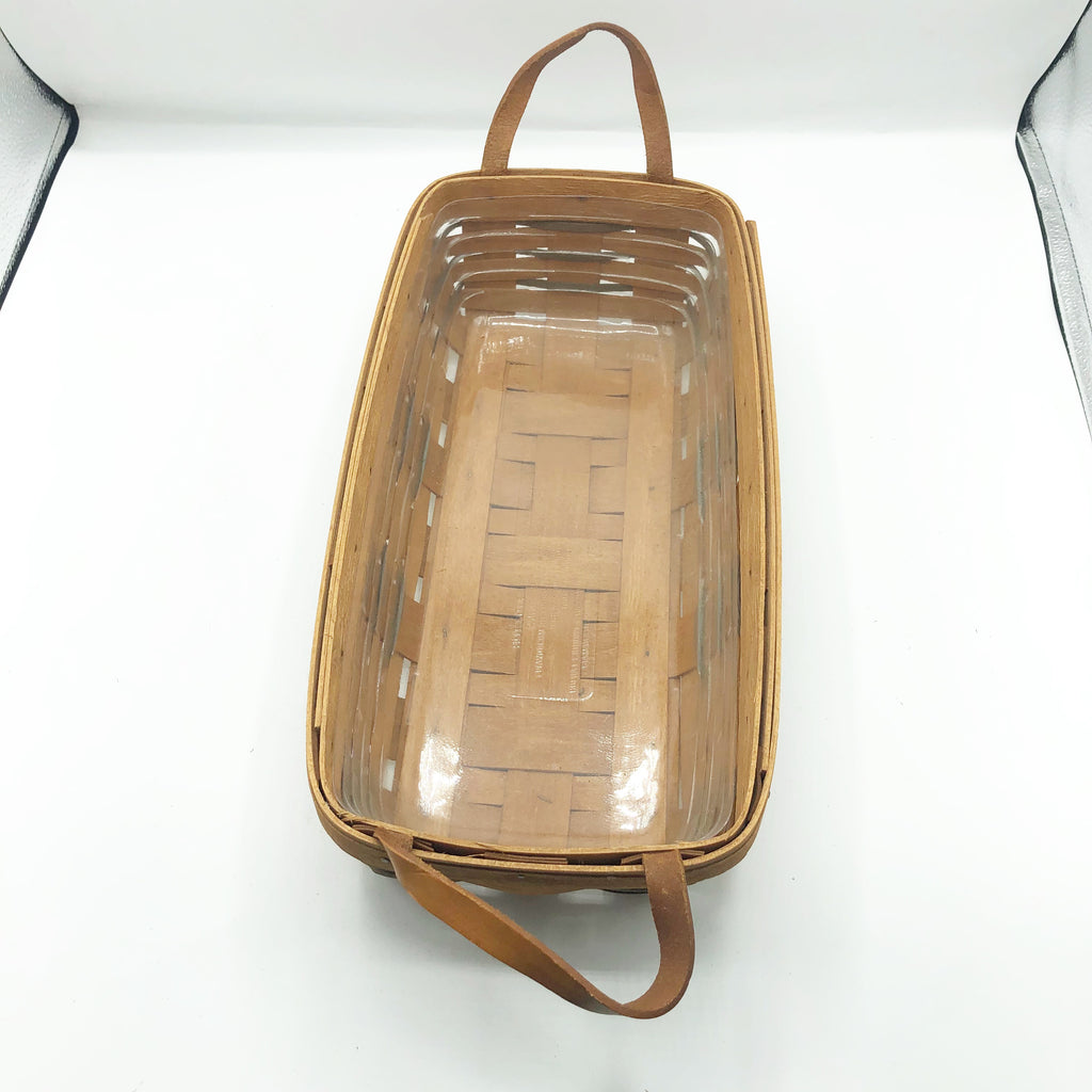 Vintage Longaberger Handwoven Basket with Leather Handles