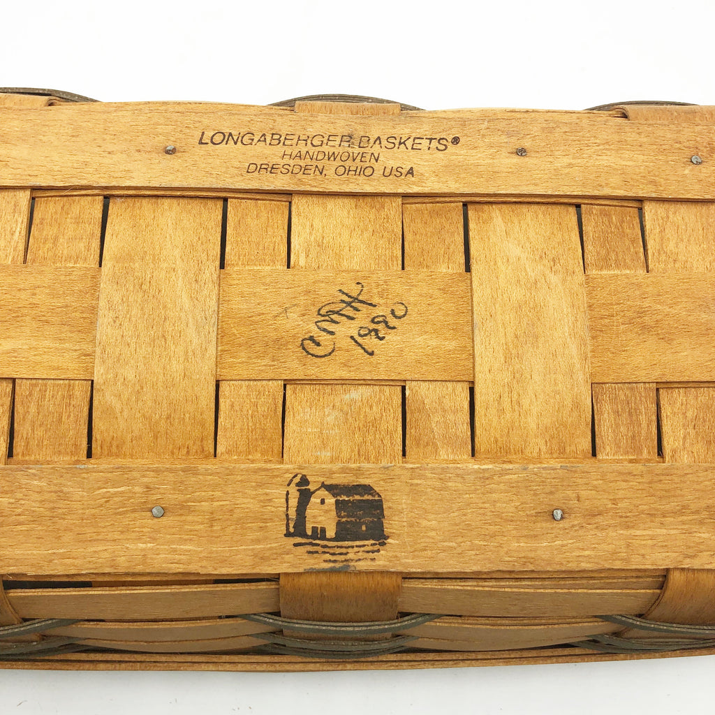 Vintage Longaberger Handwoven Basket with Leather Handles
