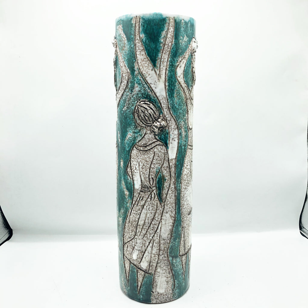 Vintage Mid Century Modern Ladies Tall Ceramic Figural Vase