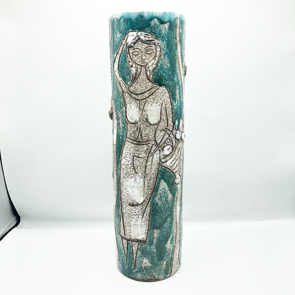 Vintage Mid Century Modern Ladies Tall Ceramic Figural Vase