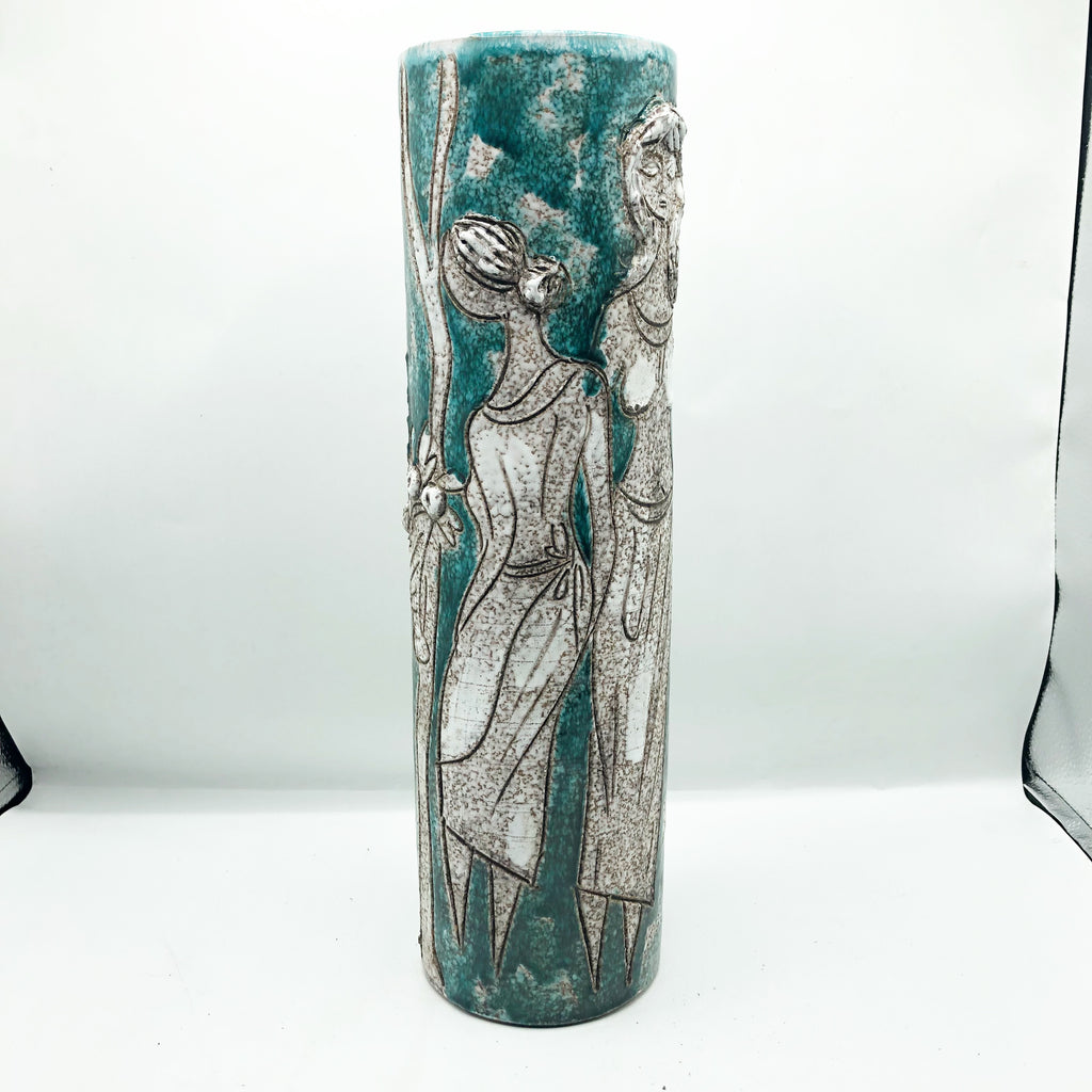 Vintage Mid Century Modern Ladies Tall Ceramic Figural Vase