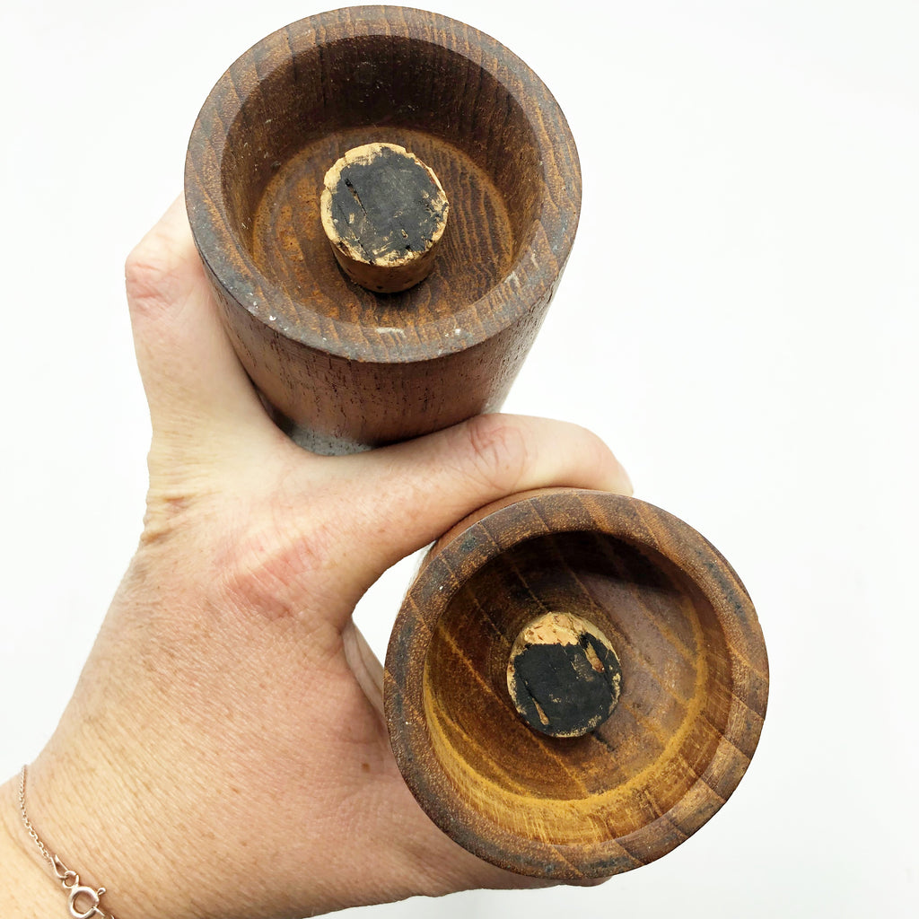 Vintage Mid Century Modern Teak Salt & Pepper Shakers