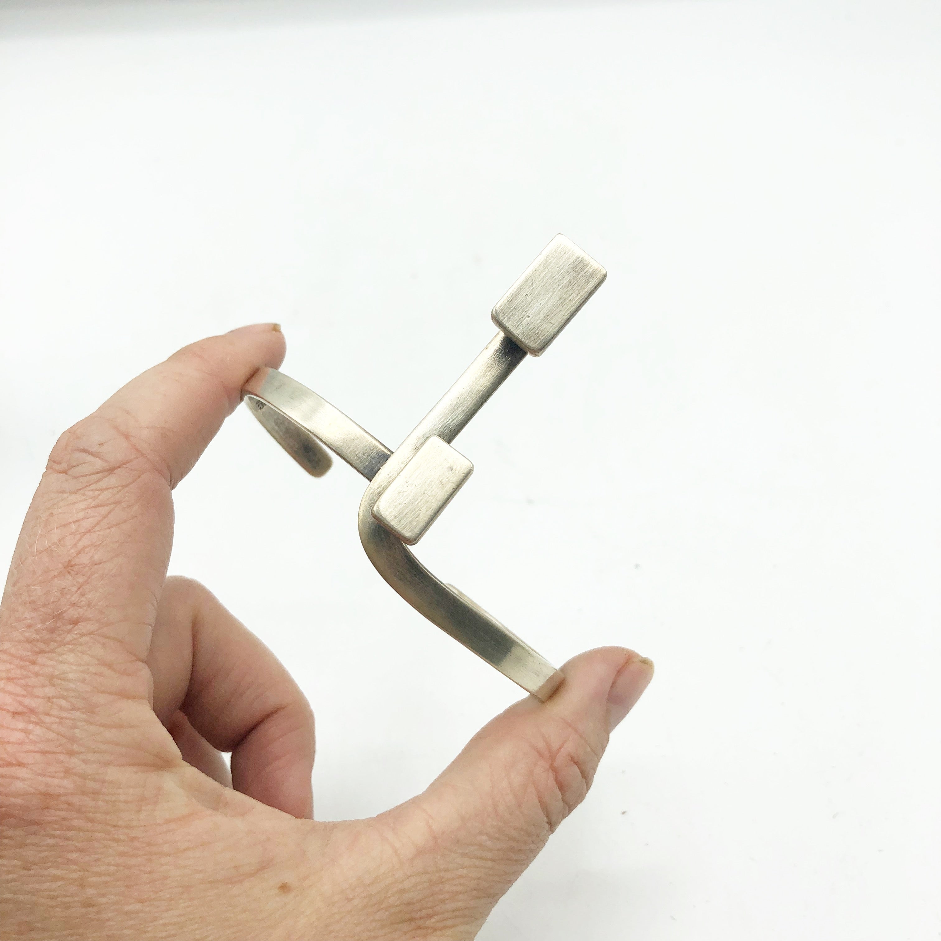 Vintage Sterling Silver Modernist Cuff Bracelet