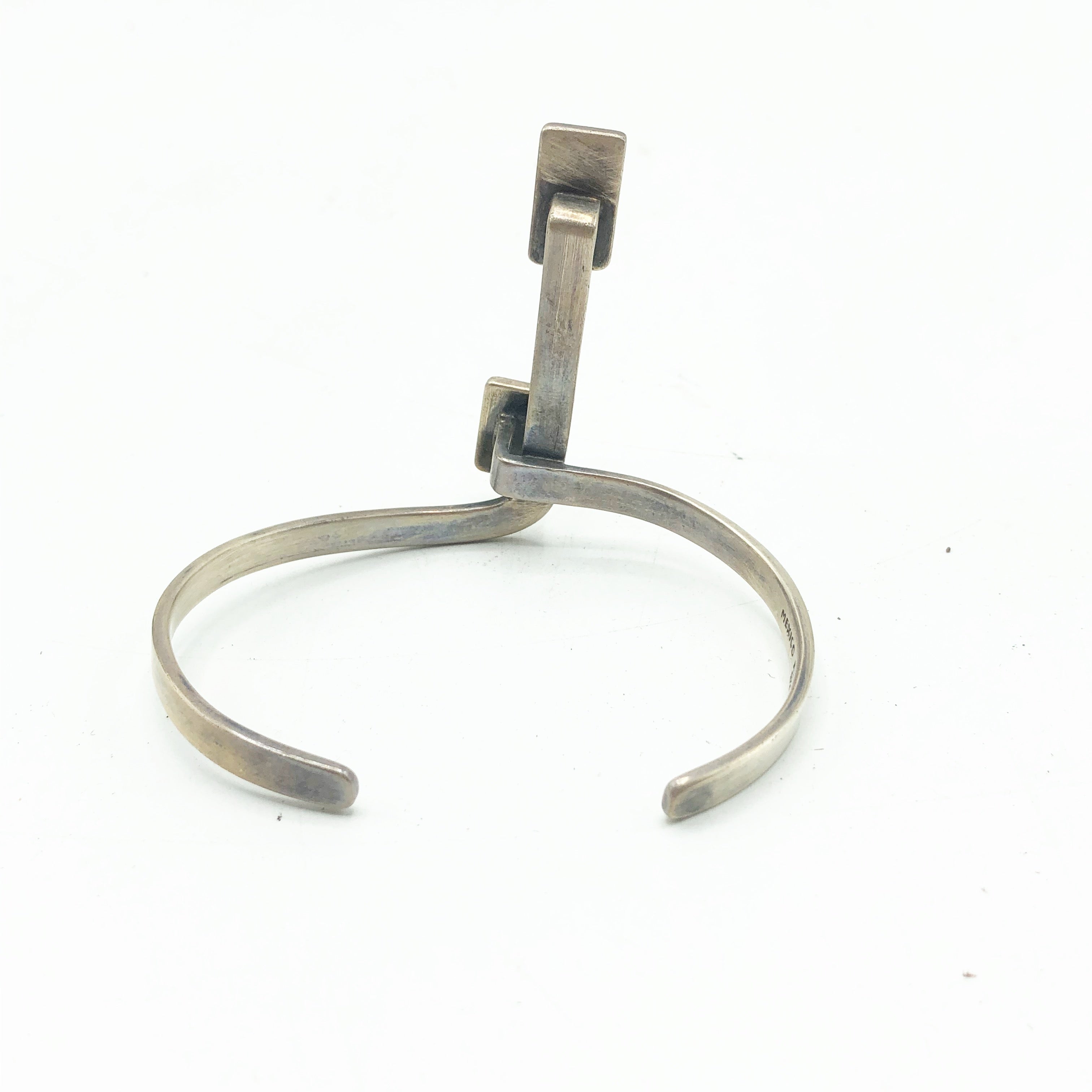 Vintage Sterling Silver Modernist Cuff Bracelet