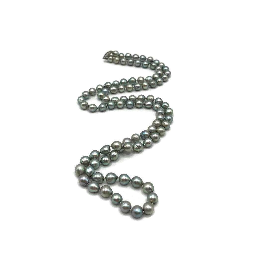 Vintage Gray Baroque Pearl Necklace W/ 14K Clasp