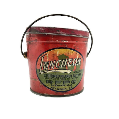 Antique Luncheon Peanut Butter Tin Litho Pail Tin