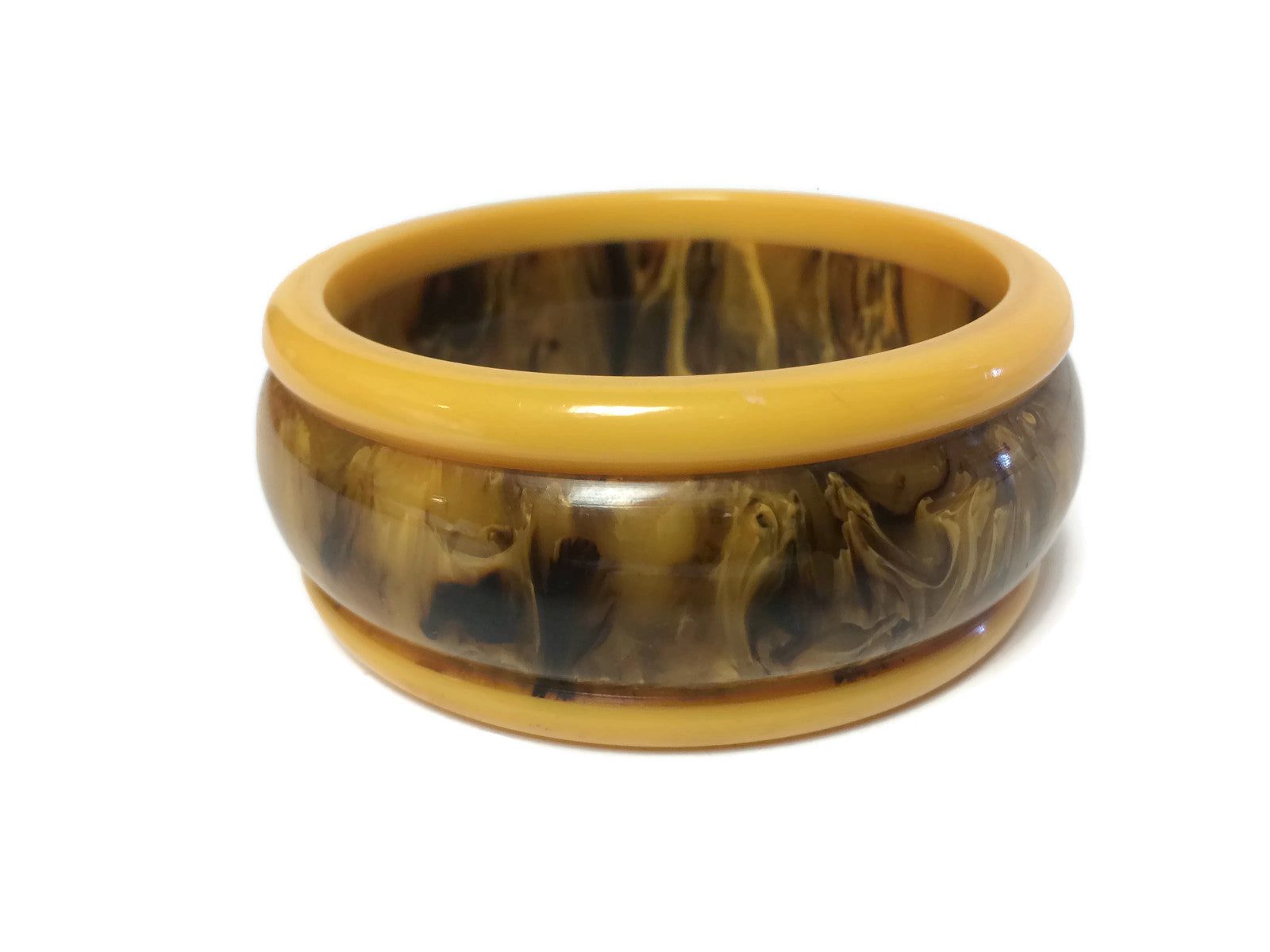 Bakelite Marbled Butterscotch Bangle Bracelet