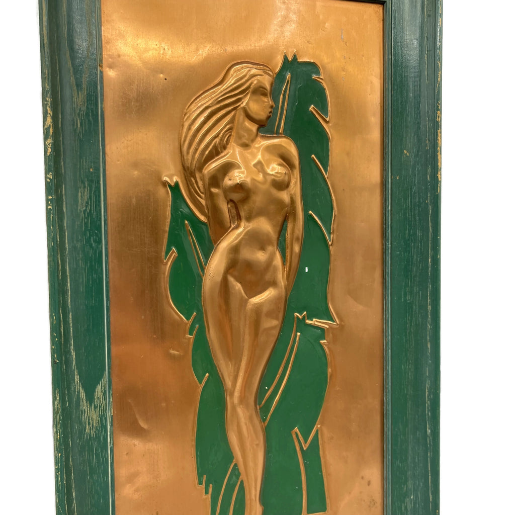 Vintage Copper Nude Hawaiian Embossed Relief Picture