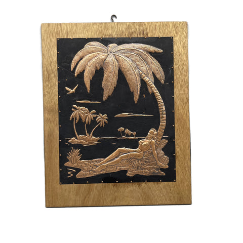 Vintage Copper Hawaiian Embossed Relief Picture