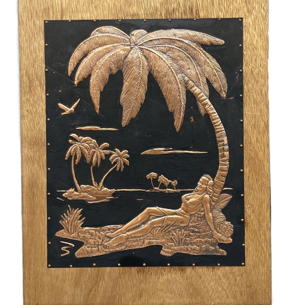 Vintage Copper Hawaiian Embossed Relief Picture