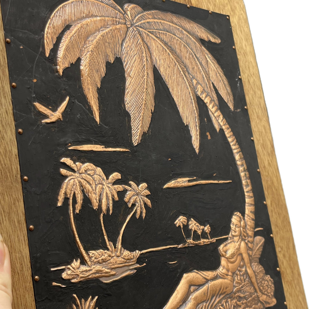 Vintage Copper Hawaiian Embossed Relief Picture