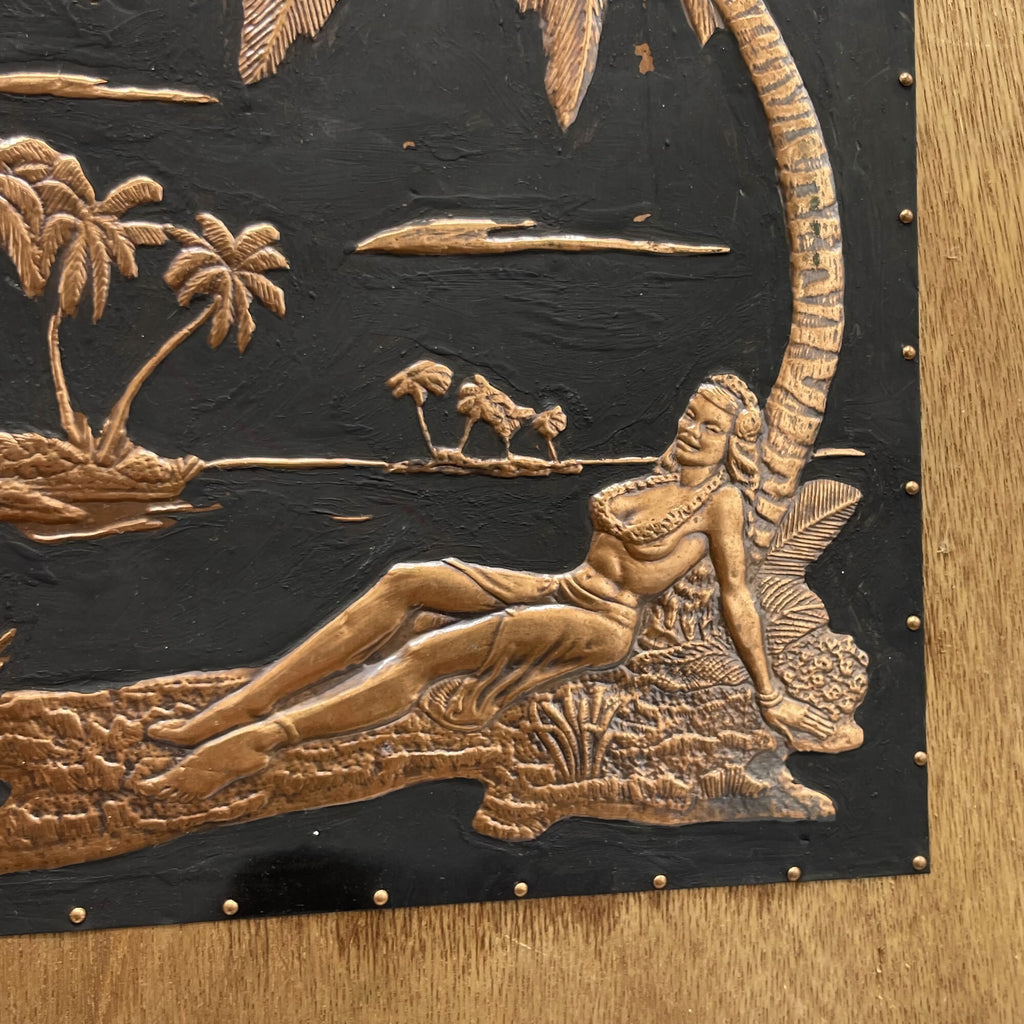Vintage Copper Hawaiian Embossed Relief Picture