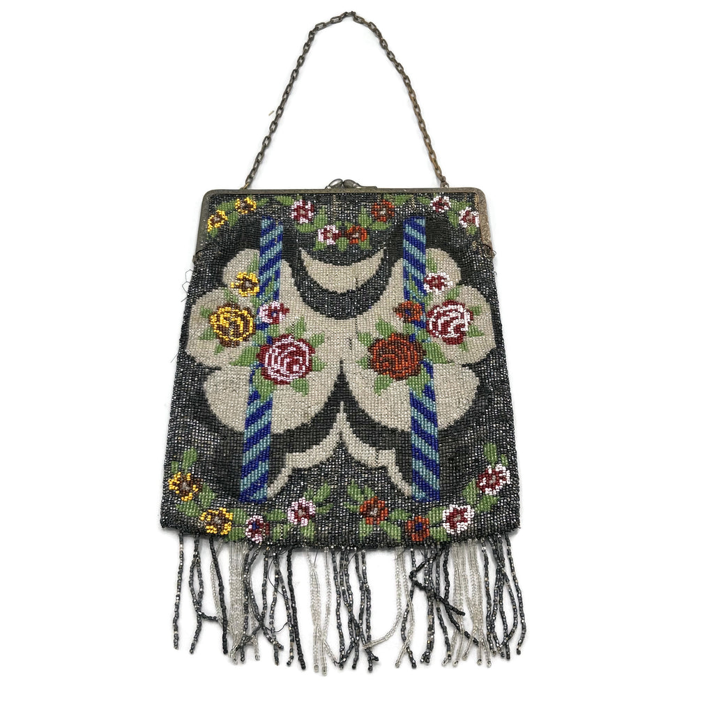 Antique Floral Victorian Beaded Purse