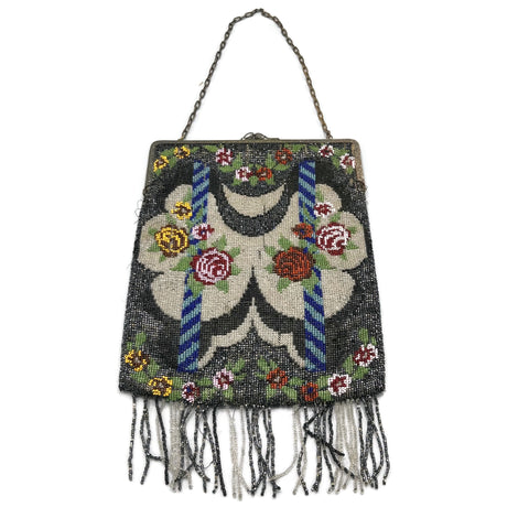 Antique Floral Victorian Beaded Purse