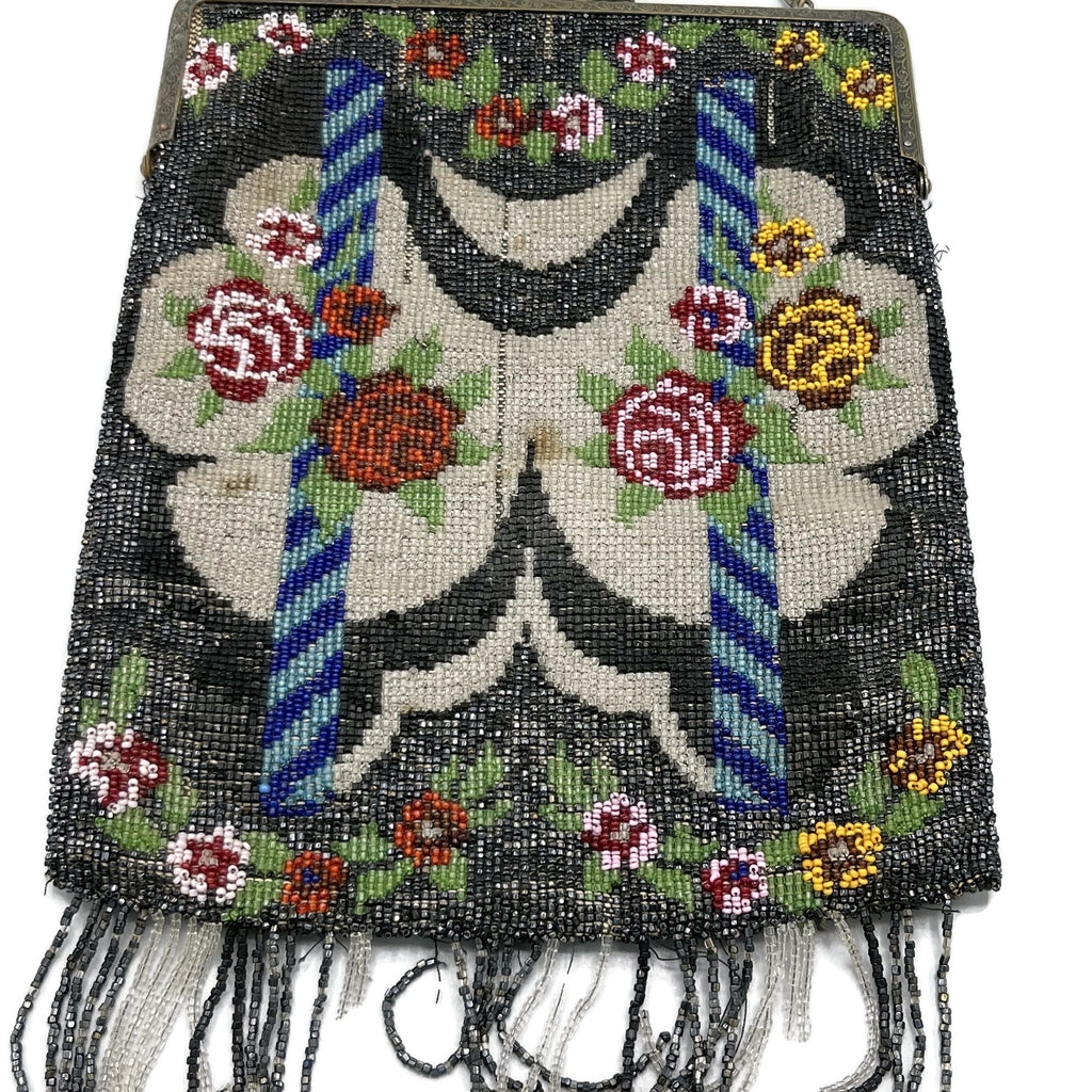 Antique Floral Victorian Beaded Purse
