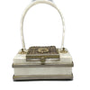 Vintage 1940’s White Marbleized Lucite Metal Accent Purse