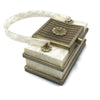 Vintage 1940’s White Marbleized Lucite Metal Accent Purse