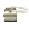 Vintage 1940’s White Marbleized Lucite Metal Accent Purse