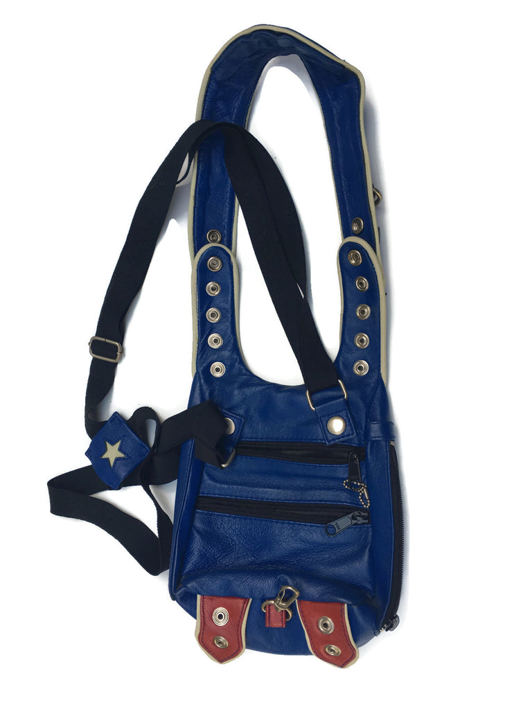 Red, White, & Blue Leather Motorcycle Bag