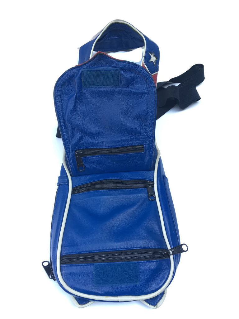 Red, White, & Blue Leather Motorcycle Bag