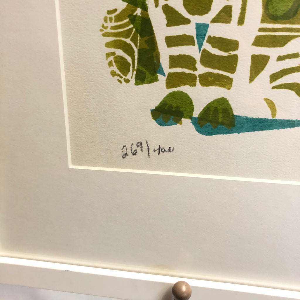 Weidman Cat & Flowers Framed Signed & Numbered Serigraph