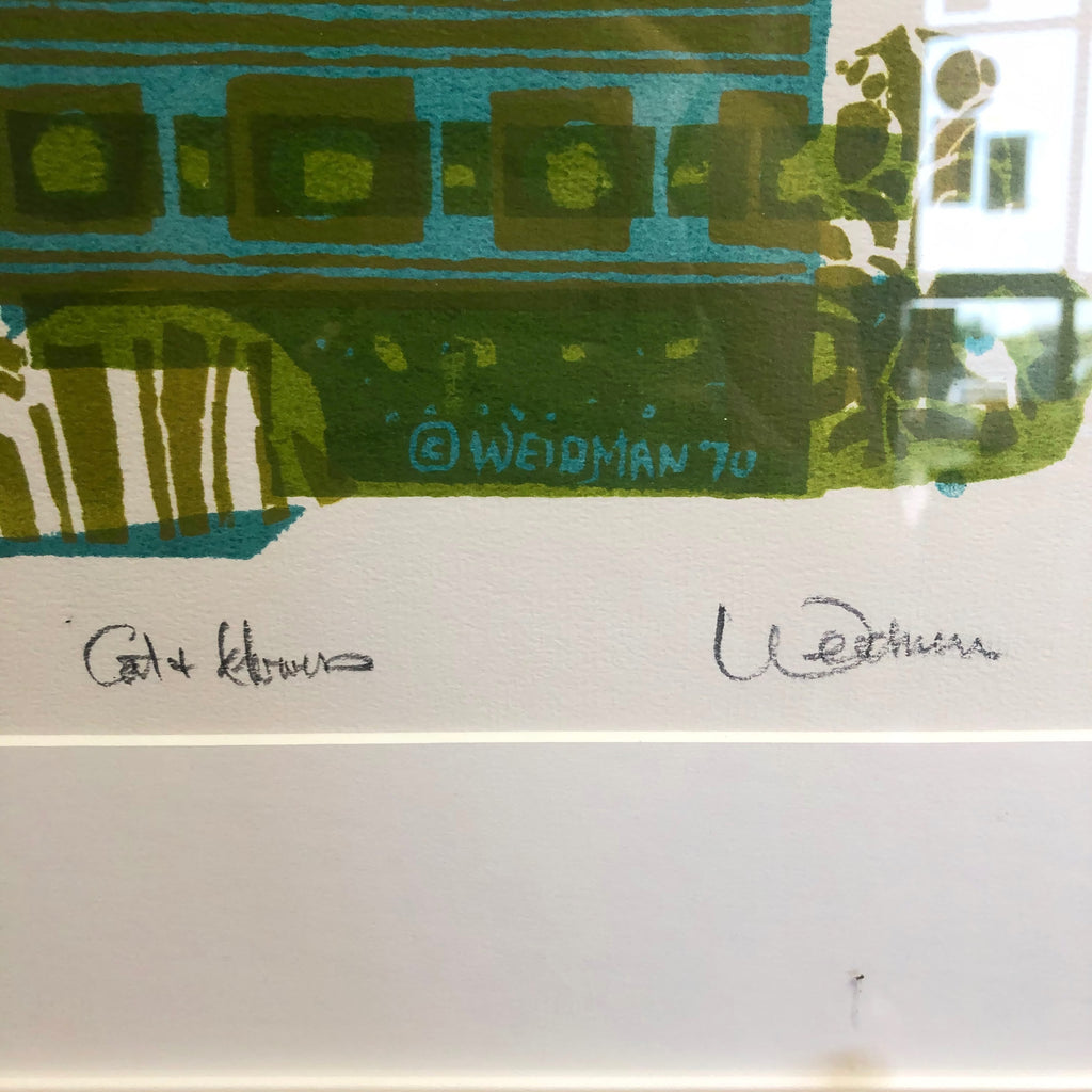 Weidman Cat & Flowers Framed Signed & Numbered Serigraph