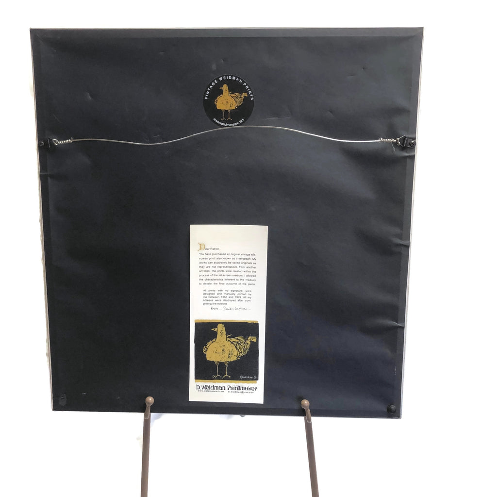 Weidman Cat & Flowers Framed Signed & Numbered Serigraph