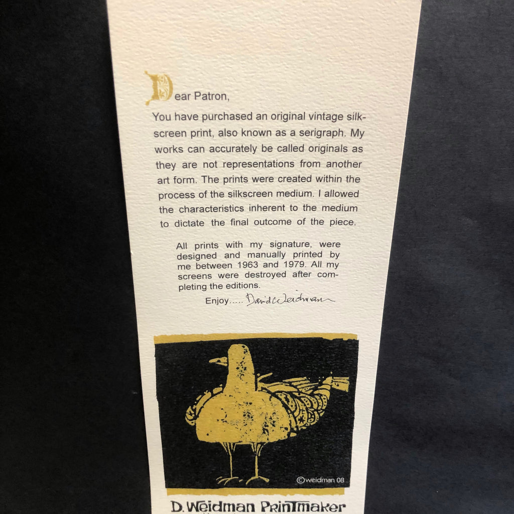 David Weidman Cat & Flowers Framed Signed & Numbered Serigraph