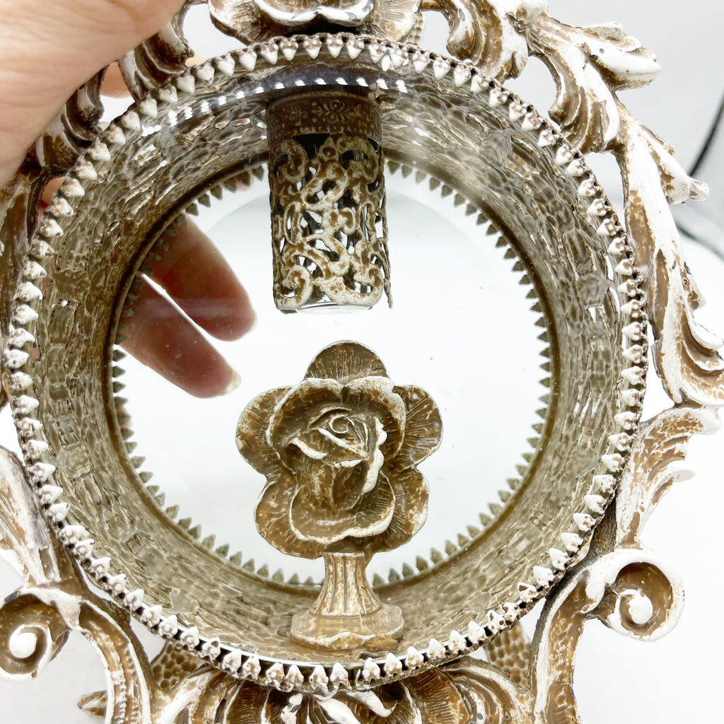 Vintage Hollywood Regency Glass & Metal Perfume Bottle