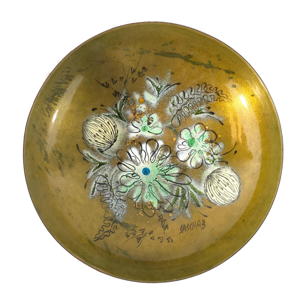 Vintage Sascha B. Enameled Metal Pedestal Bowl