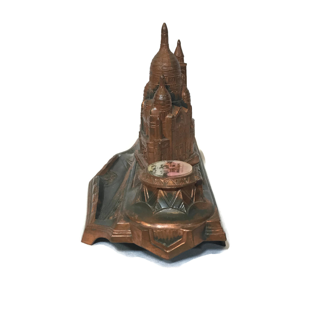 Vintage 1920's Paris Souvenir Dual Ink Well & Pen Holder