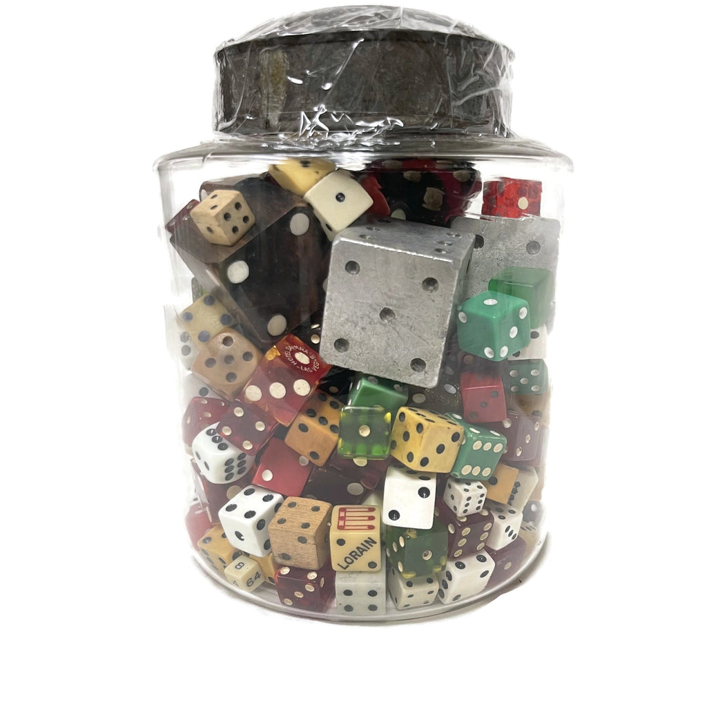 Antique Glass Canister Full Of Dice