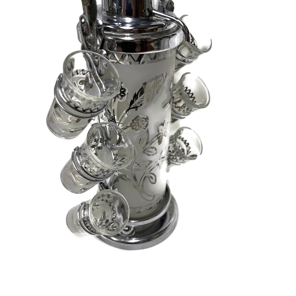 Vintage Mid Century Decanter & 6 Glasses Set W/ Caddy