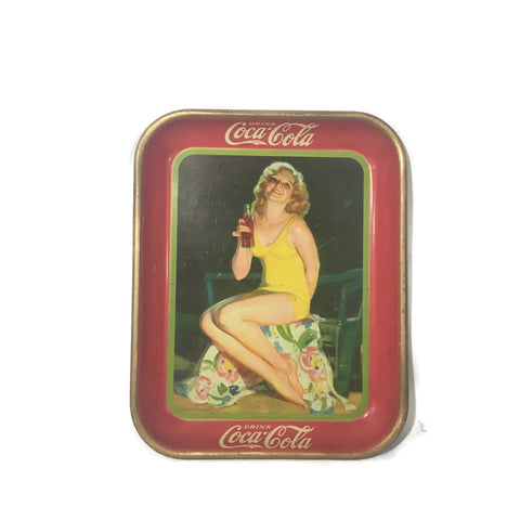 Vintage Girl In Yellow Bathing Suit 1932 Coca-Cola Tray