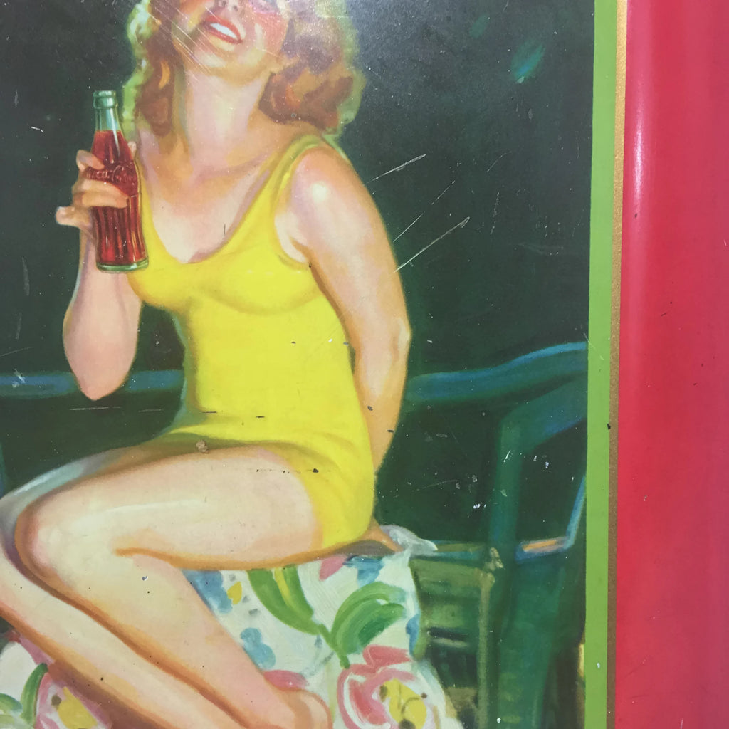 Vintage Girl In Yellow Bathing Suit 1932 Coca-Cola Tray